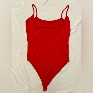 Red Scoop Bodysuit Camisole